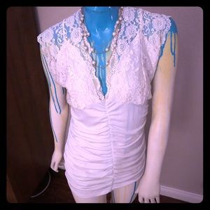 Ruched Cap Sleeve Lace Detail Camisole / Tank Top